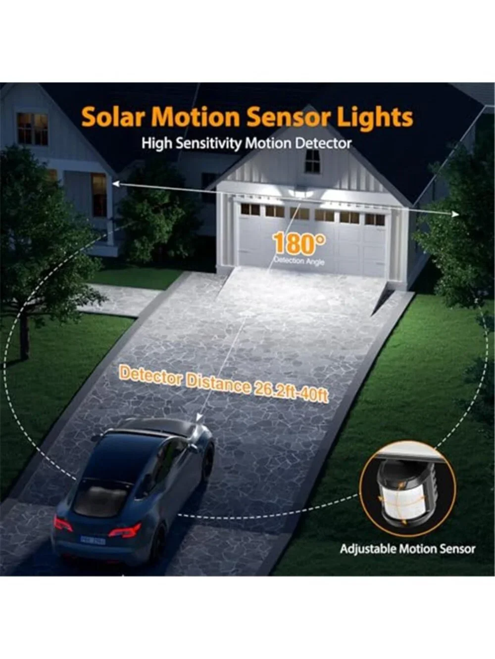 Solar Flood Lights Outdoor Motion Sensor 4500LM Waterproof Security Light Remote
